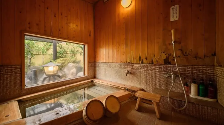 Traditional stone onsen at Oyado Kaikatei Ryokan in Kyushu